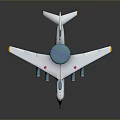 Light Blue And White Aircraft With Blue Radar Dome Red Star Emblems And Wing Engines