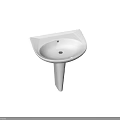 White Pedestal Washbasin Design With Modern Style And Detailed Dimensions