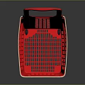 Red Plastic Shopping Basket with Handle and Wheels for Grocery Shopping