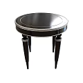 Elegant Black Round Stool With Silver Trim And Three Curved Legs Design 3d model