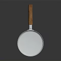 Silver Hammered Cooking Pan With Wooden Handle For Kitchen Use