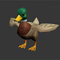 Cartoon Duck With Green Head Yellow Beak Red Chest White Wings And Orange Feet