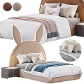Cute Kids Bed With Rabbit Ear Headboard Beige Brown Pillows Quilt And Nightstand