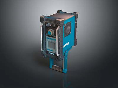 Blue Black Industrial Device Featuring Digital Display Screen And Heavy Duty Enclosure 3d model