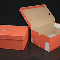 Red Nike Shoe Boxes Open And Closed With White Logo Design 3d model