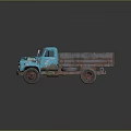 Old Blue Vintage Truck With Rusty Body And Peeling Paint Details
