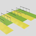 Check in Area Layout With Queue Barriers Green Yellow Path For Events 3d model