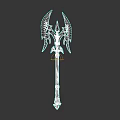 Ornate Wing Shaped Metal Axe With Spiked Top Design And Decorative Handle