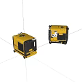 Two Yellow Black Portable Generators With Wheels And Control Panels 3d model