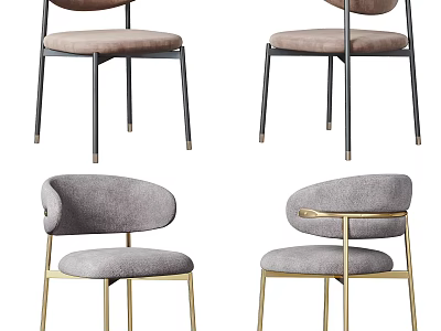Modern Accent Chairs With Upholstered Seats Metal Legs And Curved Backrest Design 3d model