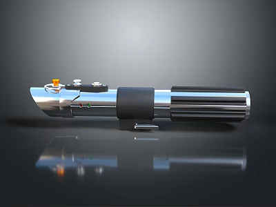 Detailed Lightsaber Design With Silver Black Handle Buttons And Metallic Finish 3d model