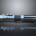 Detailed Lightsaber Design With Silver Black Handle Buttons And Metallic Finish