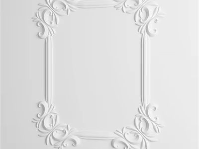 Ornamental White Sculpture Carving Frame With Intricate Floral Patterns for Wall Decoration 3d model