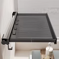 Black Mesh Wall Mounted Bathroom Shelf with Folded Towels and Robe 3d model