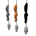 Three Gray Orange Black Squirrel Tail Shaped Decorative Pendant Lights 3d model