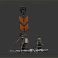 Industrial Scene Model With Orange Striped Arrow Sign Top Monitoring Device And Gravel Base