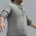 Male Game Movie Character Wearing Stained White Hoodie And Dark Jeans