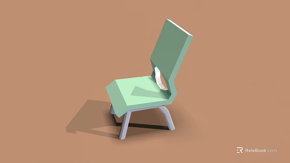 Light Green Modern Single Chair With Geometric Structure And Silver Legs 3d model 