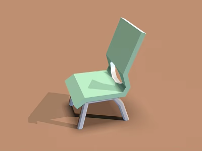 Light Green Modern Single Chair With Geometric Structure And Silver Legs 3d model