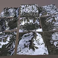 3D Garden Landscape Design Featuring Snowy Mountain Texture On Square Panels And Tiles