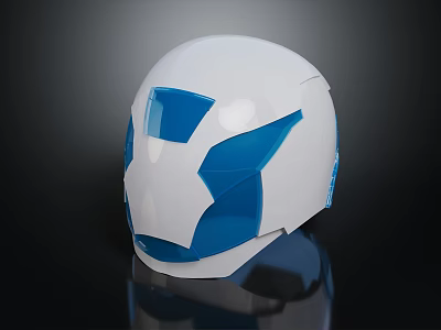 White And Blue Modern Helmet With Stylish Design For Safety And Protection 3d model