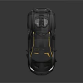 Black Sports Car With Sleek Design Yellow Accents And Rear Spoiler