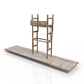 Wooden Scaffolding Structure With Platform And Ladder For Construction Use