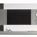 Modern TV Wall Unit With Built In TV And Gray Storage Display Shelves