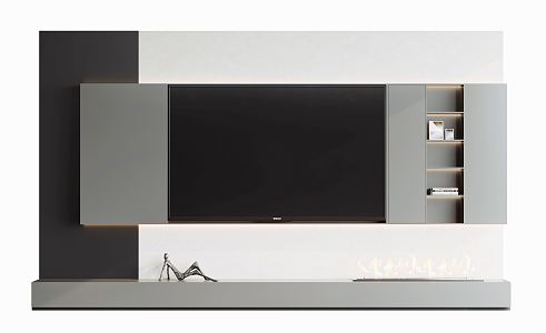 Modern TV background cabinet TV background wall 3d model