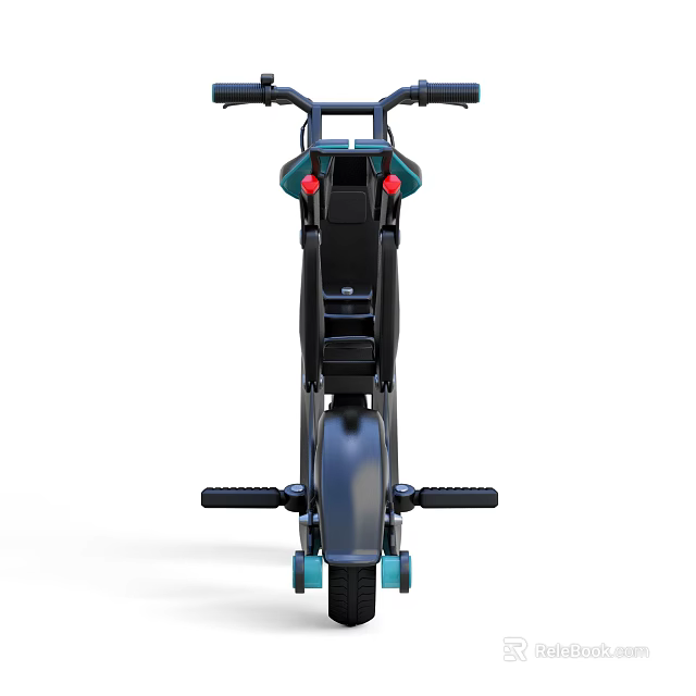 Sleek Modern Electric Motorcycle With Blue Black Body Handlebar And Pedals 3d model 