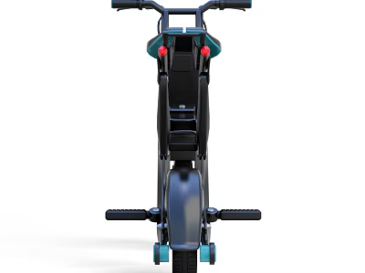 Sleek Modern Electric Motorcycle With Blue Black Body Handlebar And Pedals 3d model