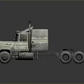 Old Worn Semi Truck with Large Tires Exhaust Pipe and Cab Structure