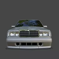 Silver Retro Modified Car With Sporty Front Design Large Alloy Wheels And Classic Sedan Style