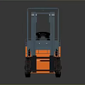 Orange And Gray Industrial Electric Forklift With Cab And Front Forks