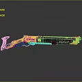 Futuristic Weapon with Yellow Black Brown Finish Modern Design Shiny Reflective Surface