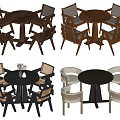 Quiet Style Casual Table and Chair Combination Dining Table and Chair 3d model
