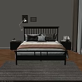 Modern Bed Linen With Black Headboard Striped LOVE Letter Pillows And Table Lamps