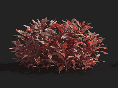 Vibrant Red And Purple Aquatic Plant Leaves in Lush Dense Clusters 3d model