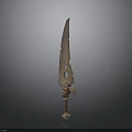 Decorative Bladed Weapon With Unique Hole Design And Ornate Handle