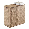 Woven Rattan Storage Baskets With Stacked Towels And Linen Inside