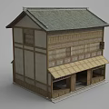 Ancient Traditional Two Story Wooden Building With Tile Roof And Overhanging Eaves