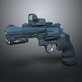 Tactical Dark Blue Revolver With Scope Flashlight And Modern Design 3d model