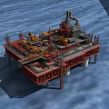 Offshore Industrial Equipment Platform Featuring Cranes Pipelines And Marine Structures