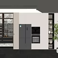 Modern Kitchen Interior With Stylish Sideboard Wine Rack Storage Shelves And Cabinets 3d model