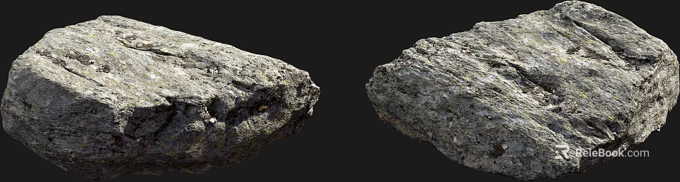 Natural Rough Stones and Warm Wooden Textures in Modern Decorative 3d model 