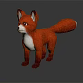 Red Fox Stuffed Toy With White Chest Standing On Dark Background With Reflection 3d model