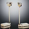 Commercial Equipment Vintage Metal Structure Platform Scales with Square Base Weighing Trays and Pointer Dials