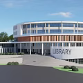 modern library building circular library building 3d model