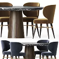 Modern Dining Table Set With Marble Top Gold Accent Legs And Velvet Chairs
