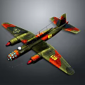 Space Exploration Aircraft With Camouflage Design Red Green Wings And Yellow Number 124